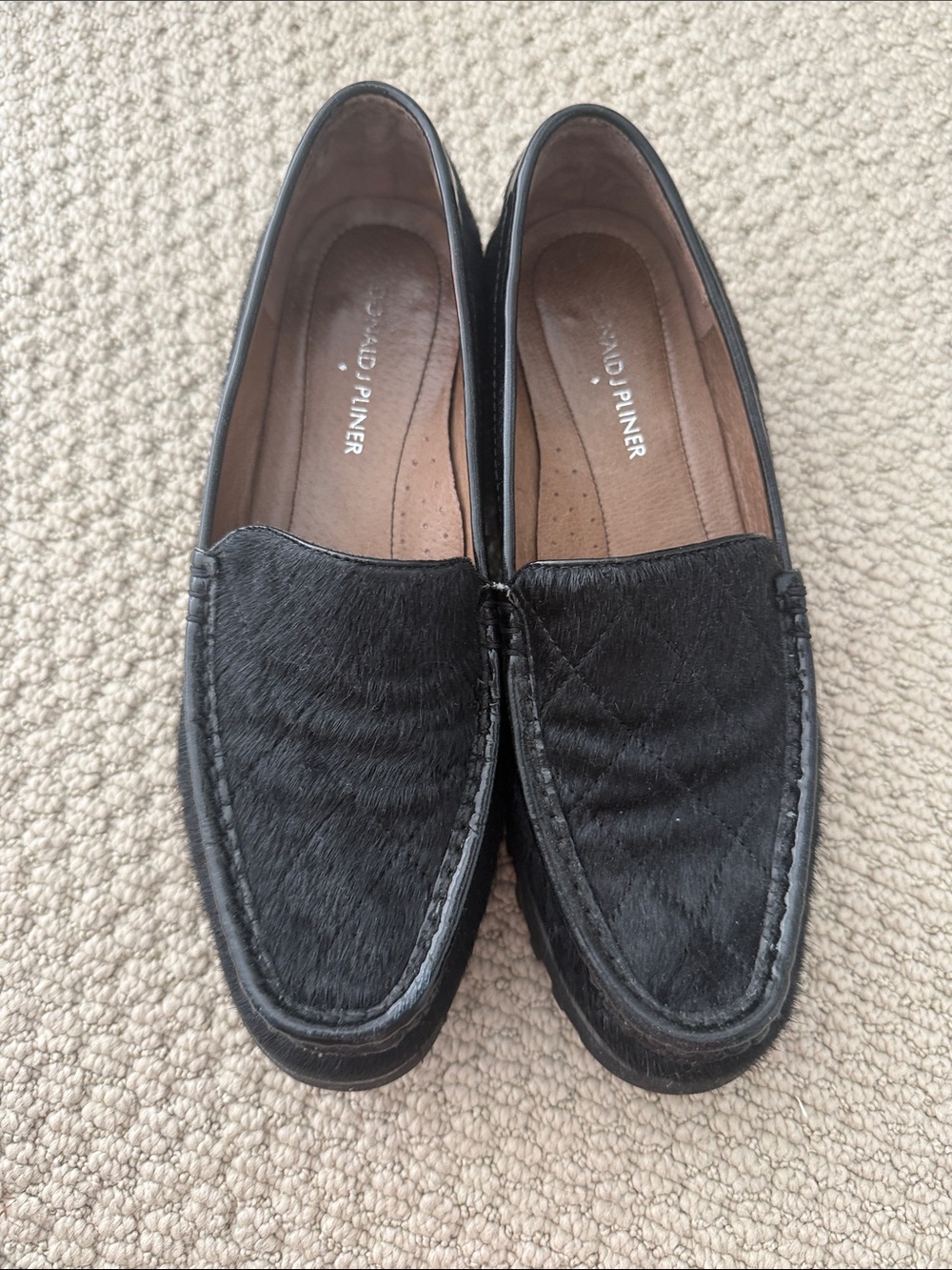 Donald J. Pliner Black Men's Haircalf Slip-On Loafers